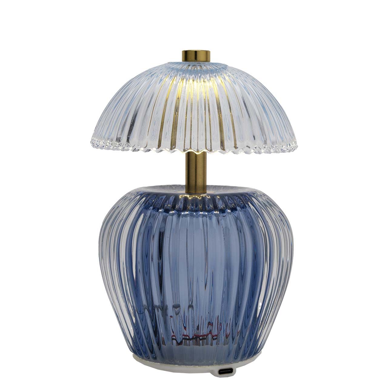 LAMPADA IN VETRO H.16 CON RICARICA USB - BLU